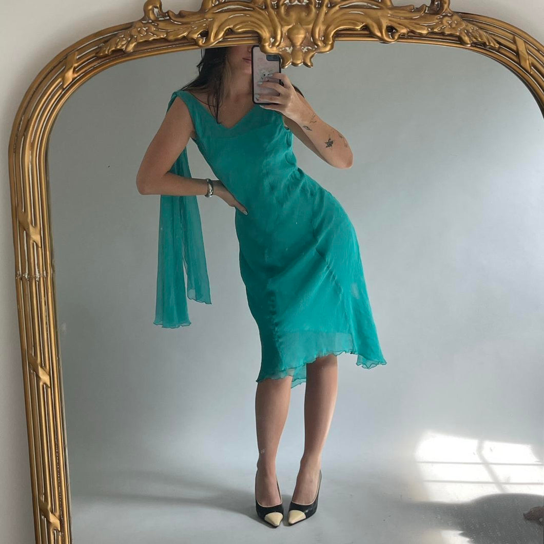 Turquoise Silk Gown